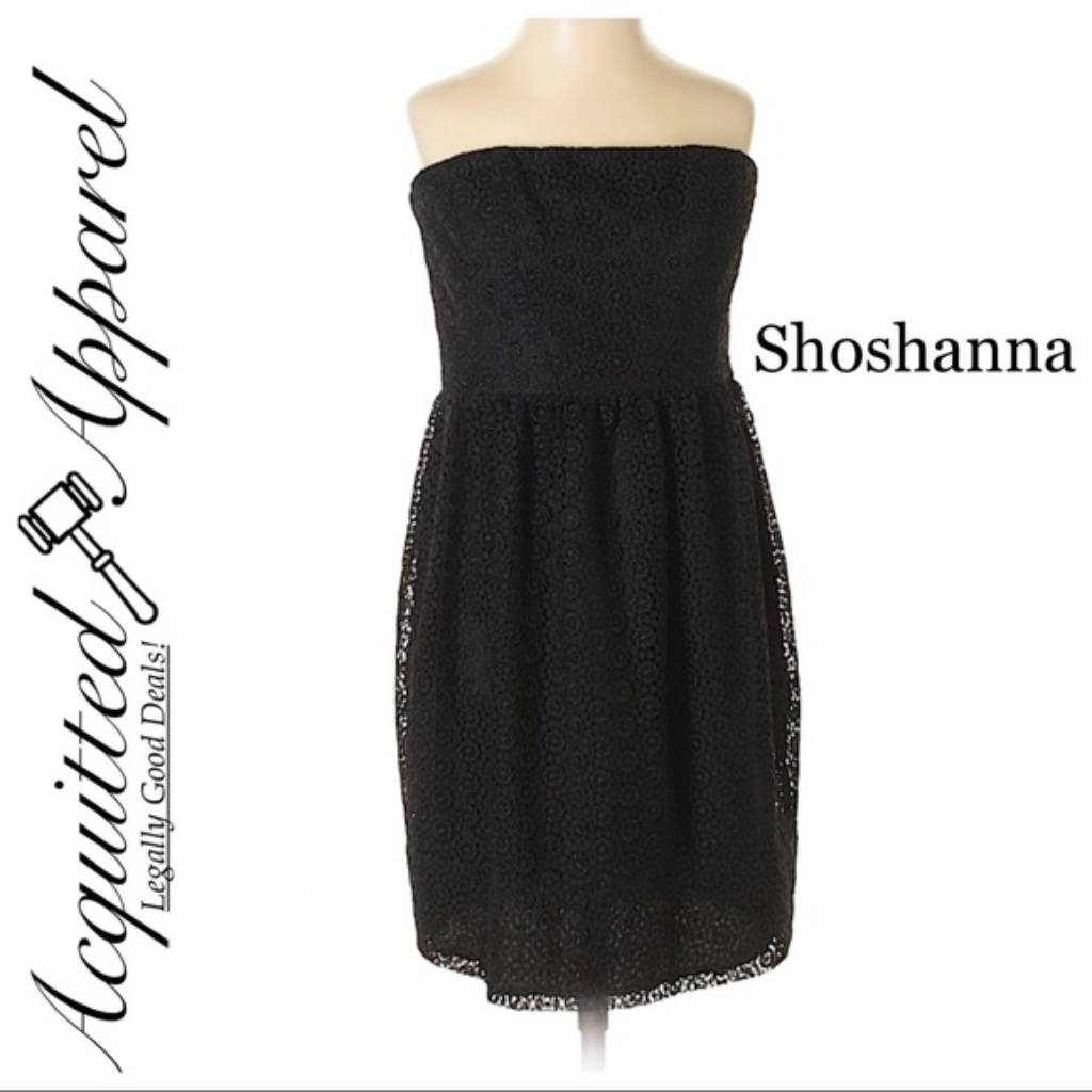 Shoshanna Little Black Strapless Sheath Dress